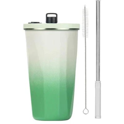 Stainless Steel Coffee Mug with Lid, 600 ml Thermal Mug with Straw, Tea Cup, Travel Mug, Double-Walled Insulated Leak-Proof Coffee to Go Mug - Memories InsiteDouble Wall Vacuum Flask Tumbler -6